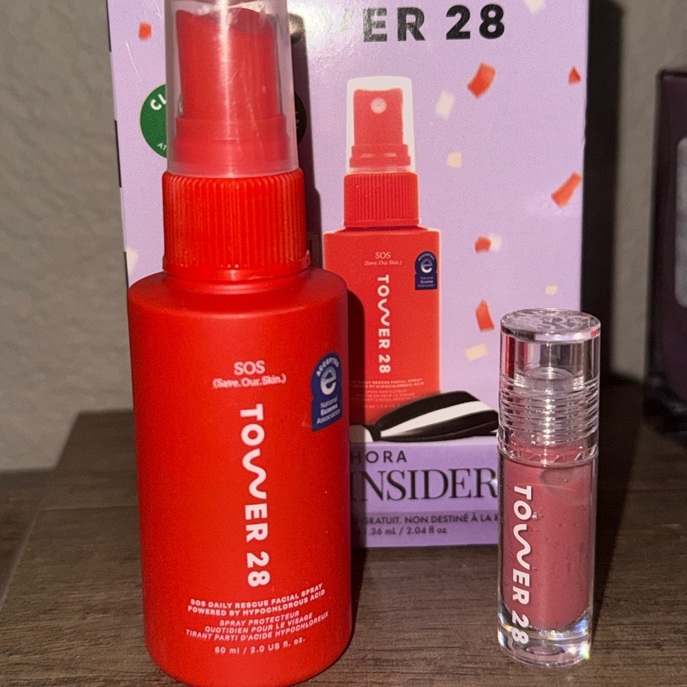 Tower 28 SOS Daily Rescue Facial Spray 2 oz + MINI ShineOn Lip Jelly Pistachio